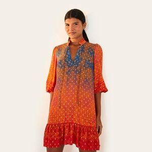 FARM Rio Orange & Blue Paisley-Panel Mini Dress